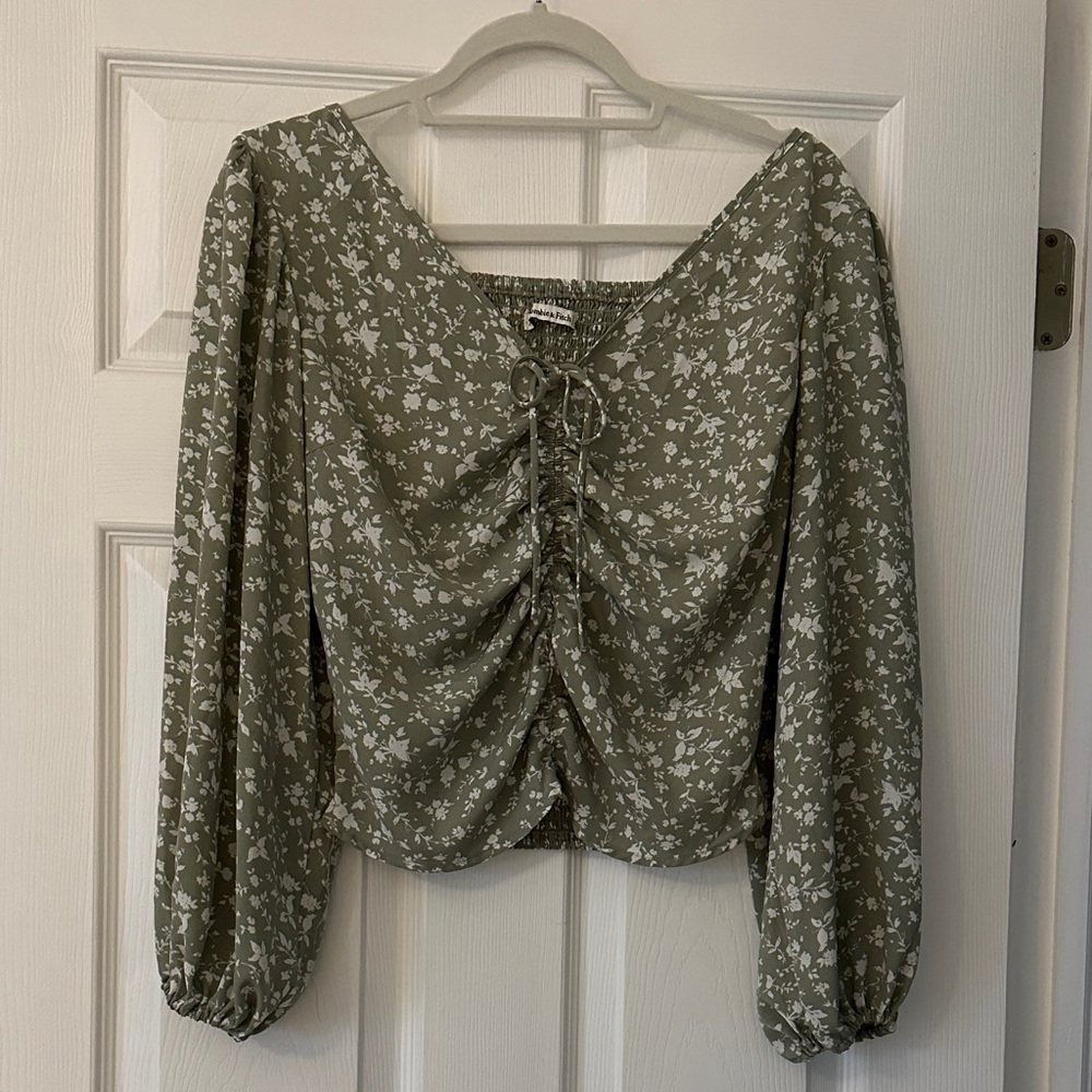 Abercrombie & Fitch Green Floral Top Medium